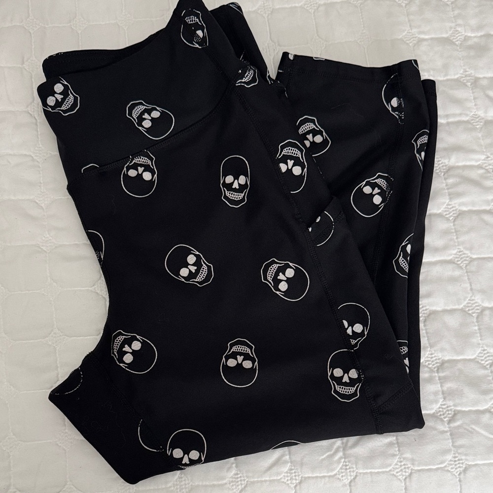 Torrid  Black Active Leggings with White Skull Print
